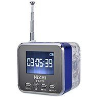 Haoponer Portable Digital Mini Speaker USB TF Card Mp3 Player FM Radio Colorful LED Screen Alarm Clock T029 Blue
