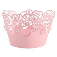 24pcs Vine Filigree Fence Cupcake Wrappers Wrap Cases 4 Wedding Birthday Christmas Xmas Party Pink N4