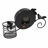 Personality Modern Stylish Metal Art Desk Table Clock With Brush Pot Pen Pencil Holder Black N4