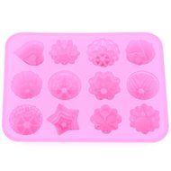 YUFENG Kitchen Muffin Cake Bakeware 12 Flowers Silicone Rubber Baking Mold