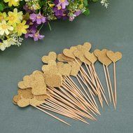 Whitelotous 40pcs Love Heart Cupcake Toppers Dessert Muffin Cupcake Toppers for Picnic Wedding Baby Shower Birthday... N8