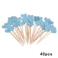 Whitelotous 40pcs Love Heart Cupcake Toppers Dessert Muffin Cupcake Toppers for Picnic Wedding Baby Shower Birthday... N10