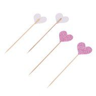 Whitelotous 40pcs Love Heart Cupcake Toppers Dessert Muffin Cupcake Toppers for Picnic Wedding Baby Shower Birthday... N12