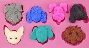 Baking Mold Animal Square 3D Mini Shape Dog Faces 7 Cavity Pink Silicone Mold for Fondant Gum Paste Chocolate... N11