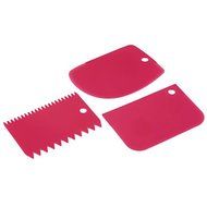 Sher (Random color)1set New 3x Plastic Dough Fondant Scraper Cake Decorating Plain Smooth Jagged Clear bowls Tool N3
