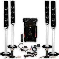 Acoustic Audio AAT1000 Tower 5.1 Speakers with Bluetooth Optical Input 2 Mics and 2 Extension Cables N2