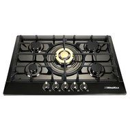 Windmax Fashion Black &amp; Gold 30 Inch Stainless Steel 5 Burner Built-In Stove Natural Gas Cooktop N4