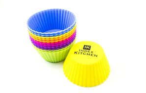 Index Kitchen: Set of 24 Silicone Baking Cups; Vibrant Colors; Dishwasher Safe; BPA Free; Non-stick; Easy to Clean... N2