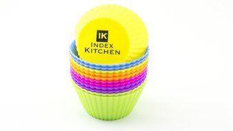 Index Kitchen: Set of 24 Silicone Baking Cups; Vibrant Colors; Dishwasher Safe; BPA Free; Non-stick; Easy to Clean... N3