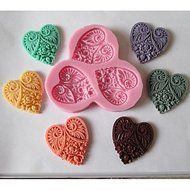 Y&amp;XL&amp;H Three Heart Flower Shaped Baking Fondant Cake Chocolate Candy Mold,L11cmW10cmH1cm N2