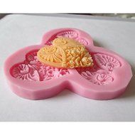 Y&amp;XL&amp;H Three Heart Flower Shaped Baking Fondant Cake Chocolate Candy Mold,L11cmW10cmH1cm N3