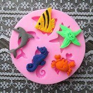 Y&amp;XL&amp;H Fish Dolphin Crab Baking Fondant Cake Choclate Candy Mold,L6cmW6cmH0.9cm N2