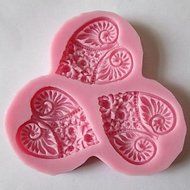 Y&amp;XL&amp;H Three Heart Flower Shaped Baking Fondant Cake Chocolate Candy Mold,L11cmW10cmH1cm N4