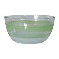 Golden Hill Studio 11" Serving Salad Bowl Hand Painted in the USA by American Artists-Retro Cottage Stripe Orange... N9
