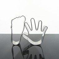 Y&amp;XL&amp;H Palm and Foot Shape Cookie Cutter Set,2-piece Large Size, Stainless Steel