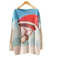 Knit Sweater,Morecome Womens Christmas Batwing Long Sleeve Loose Knitwear Tops (D) N4