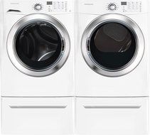 Frigidaire White Front Load Laundry Pair with FFFS5115PW 27" Washer, FFSE5115PW 27" Electric Dryer and 2 CFPWD15W...