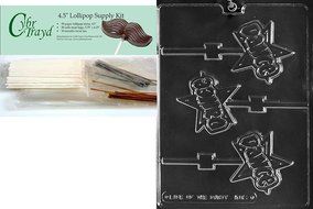 Cybrtrayd 45StK50-K161 Dance Lolly Kids Chocolate Candy Mold with Lollipop Supply Bundle, Includes 50 Lollipop...