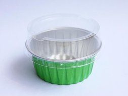 10x Premium Aluminum Baking Cups with Lids for Desserts Pudding Mousse Custard (Red) N5
