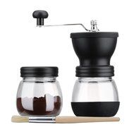 Cymas Burr Coffee Grinder &amp; Storage Jar Set, Ceramic Manual Coffee Bean and Spice Grinder Hand Crank with Brush