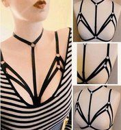 Underwear, PHOTNO Alluring Women Harness Bra Elastic Cage Bra Strappy Hollow Out Bra Bustier N8