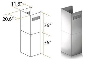 ZLINE 2-36 in. Chimney Extensions for 10 ft. to 12 ft. Ceilings N9