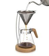 Osaka Pour-Over Coffee Dripper with Wood Stand - Full Brewing Set for a Homemade Pourover. &quot;Lake Mashu&quot; (Natrual) N5