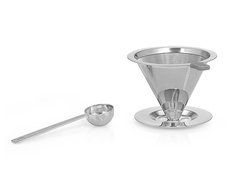 BCI Coffee Master Stainless Steel Paperless Reusable Cone Dripper Double Mesh Pour Over Coffee Maker Filter with... N5