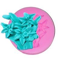Lily Flowers in Basket Pink Silicone Mold for Fondant, Gum Paste &amp; Chocolate