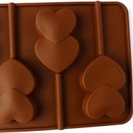 Home.lolo Double Hearts Lollipop Silicone Mold 5 Cavity Chocolate Cake Pan DIY SCM01A-02 N3
