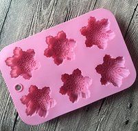 Drhob 1pc 6 Cavity Snowflake Silicone Fondant Cake Mold( Color: Pink ) N3