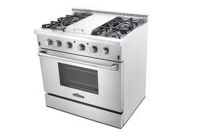 Thorkitchen HRG3617U 36" Gas Range with 5.2 cu. ft. Oven, 4 Burners, Griddle,Convection Fan, Stainless Steel N4