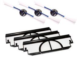 Replacement iRobot Roomba 4130 Side Brush and Filters Replacement - Kit Includes 3 Side Brushes and 3 Filters