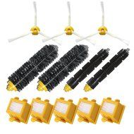 Hongfa Irobot Roomba Brush and Filter Kit 3 Armed Sidebrush, Flexible Beater Brush, Bristle Brush and Yellow Hepa...