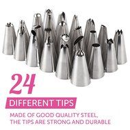 Cake Decorating Kit Includes Nozzle, Tips, Reusable Pastry Bags, Couplers and Cleaning Brush - Baking Tools for... N6
