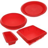 Silicone Baking Molds Set - 4 Nonstick Silicone Bakeware set with Round, Square, and Rectangular Pans for Pies... N4