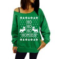 Xmas Pullover Shirt,Morecome Womens Christmas Printing Off Shoulder Sweatshirt (XL, Green) N17