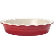 Durable And Stylish Oven To Table Glazed Red Ceramic Deep Pie Dish By Farberware Baker's Advantage