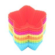 Silicone Baking Cups 12 Cupcake Muffin Liners Kids Bento Lunchbox Divider Accessories (Triangle) N7