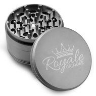 Royale Grinder 4 Piece, 2.5 Inch Herb Grinder with Pollen Catcher and Pollen Press ,Gray N6