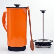 Ceramic French Press Coffee Press + Bonus Wooden Spoon (Carrot, 32 oz) N11