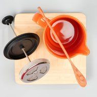 Ceramic French Press Coffee Press + Bonus Wooden Spoon (Carrot, 32 oz) N12
