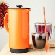 Ceramic French Press Coffee Press + Bonus Wooden Spoon (Carrot, 32 oz) N15