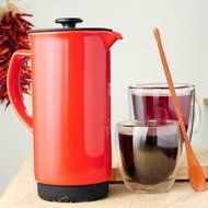 Ceramic French Press Coffee Press + Bonus Wooden Spoon (Carrot, 32 oz) N17