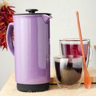 Ceramic French Press Coffee Press + Bonus Wooden Spoon (Carrot, 32 oz) N20