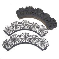 Giveme5 Halloween Party Spiderweb Laser Cut Paper Cupcake Wrappers Wraps Liners Pack of 24 Black N2