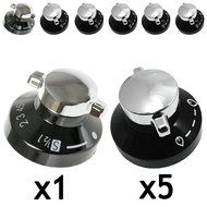 Diplomat Gas Hob Oven Cooker Control Knobs (Black / Silver, Pack of 6) N2