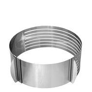 SUNLIGHTAM Stainless Steel Adjustable Size Mousse Cake Ring Mold Layer Slicer Cutter Retractable Baking Tool (... N5