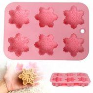 Anyana 6 Cavity Silicone Snowflake Soap Mold Snow Chocolate Soap Fondant Mould Baking Molds N3