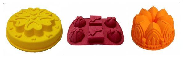 Sale: Polymerose Silicone Molds Value COMBO: Bundt, Gifts and Two Layers Hearts Flower